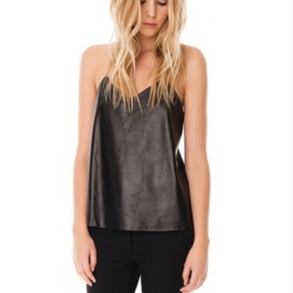 TIBI BLACK LEATHER SILK cami - Picture 8 of 8